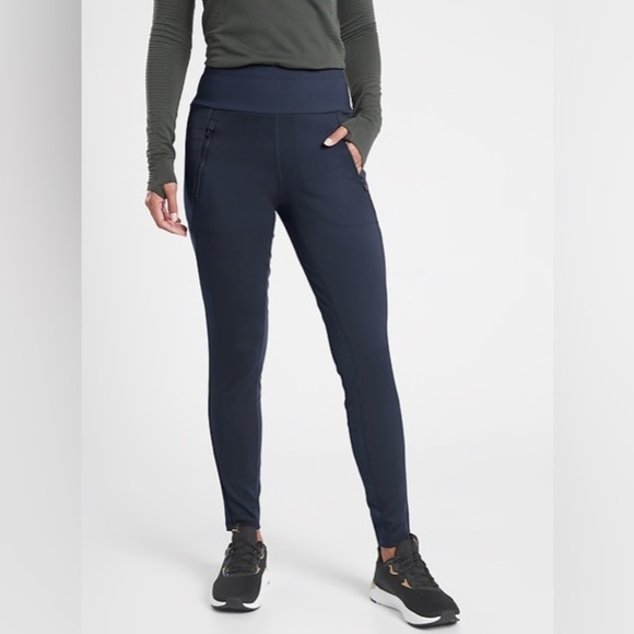 EUC - Athleta Peak Hybrid Fleece Leggings - Size M - Navy - Picture 1 of 9